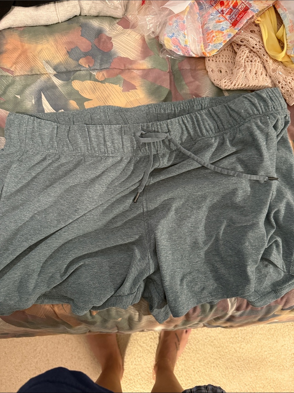 Athletic Works Women's Heather Slate Blue Drawstring Athletic Shorts